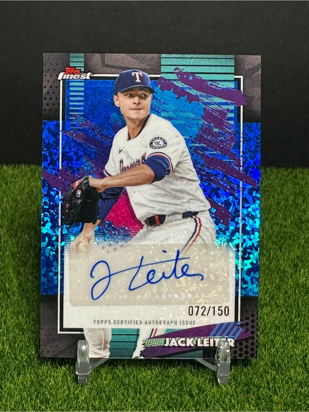 2026 Topps Finest Texas Rangers Jack Leiter Blue Mini Diamond Auto /150